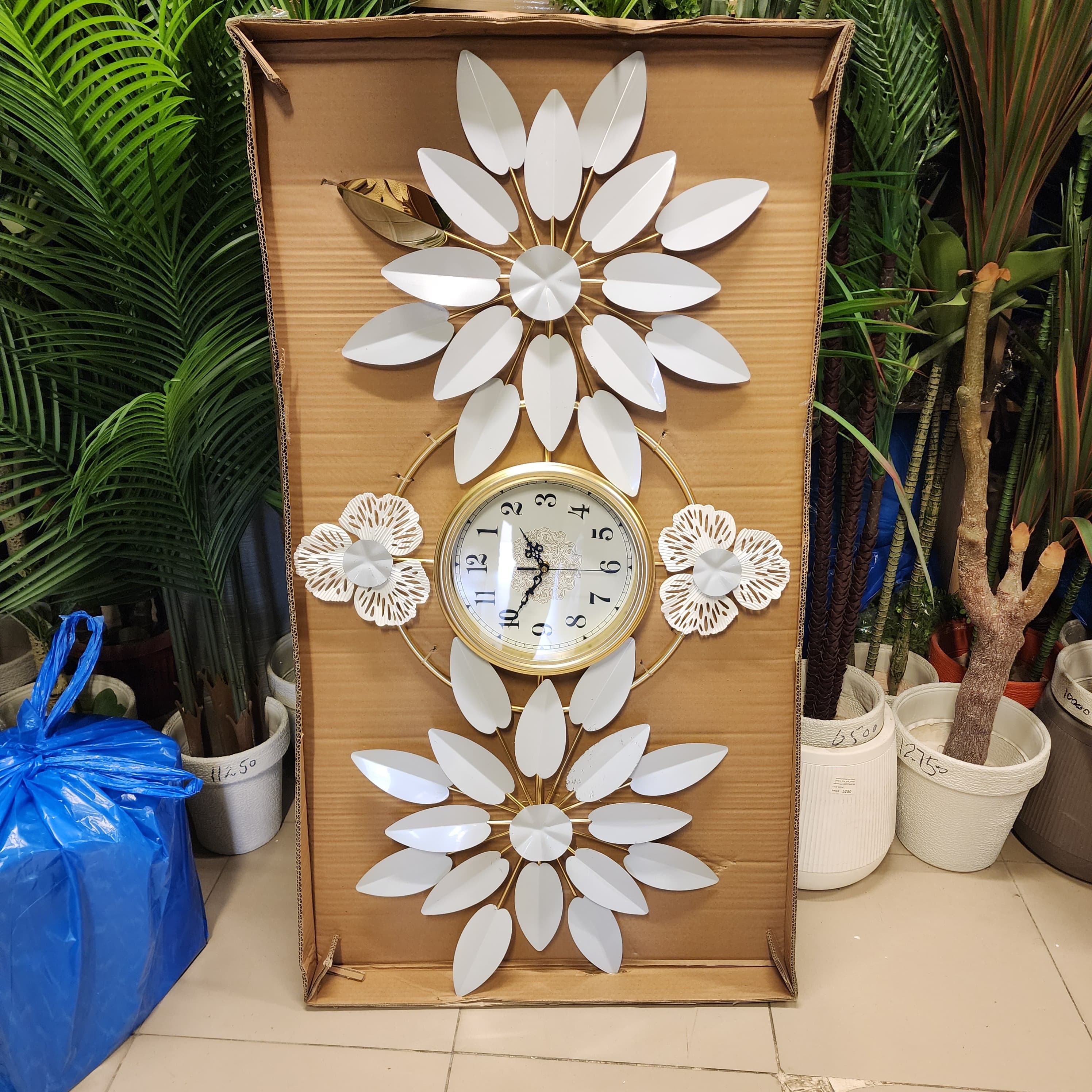 decorative floral metal wall clock