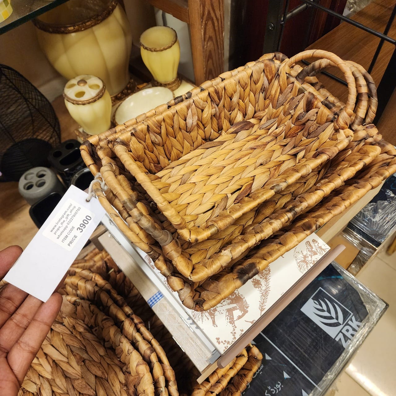 woven water hyacinth trays