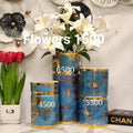 Blue and Gold Marble-Texture Ceramic Vases