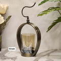 Modern Curved Metal Candle Stand with Amber Glass Hurricane