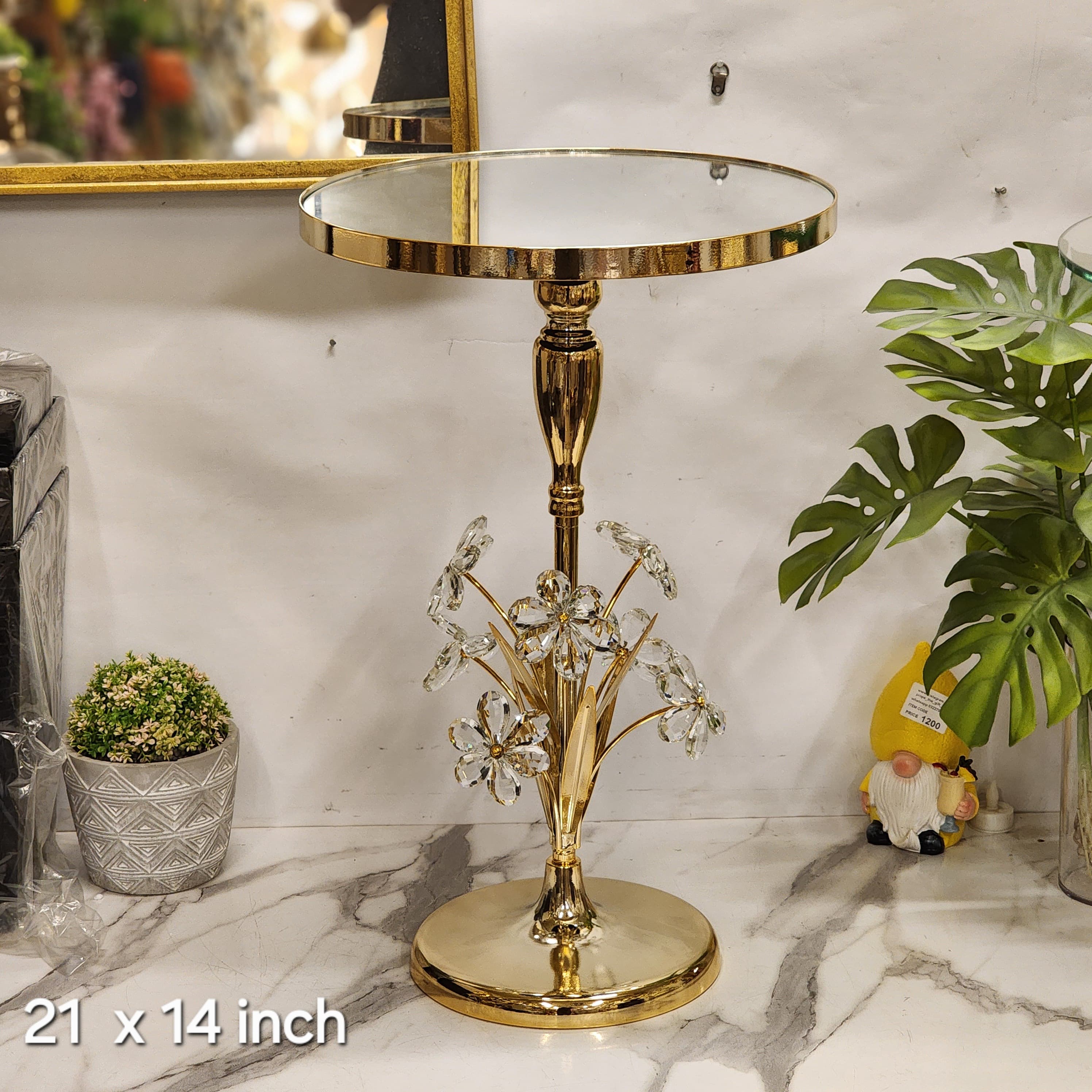 crystal-embellished gold accent table