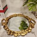 Antique Gold Ginkgo Leaf Mirrored Tray