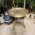 hammered brass tray top accent table