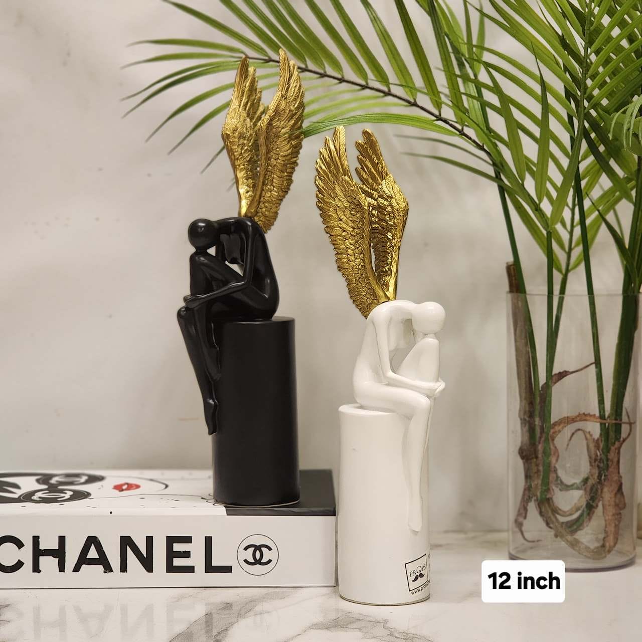 Nordic Golden Wing Seated Angel Statue