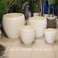ribbed round ceramic or plastic planters