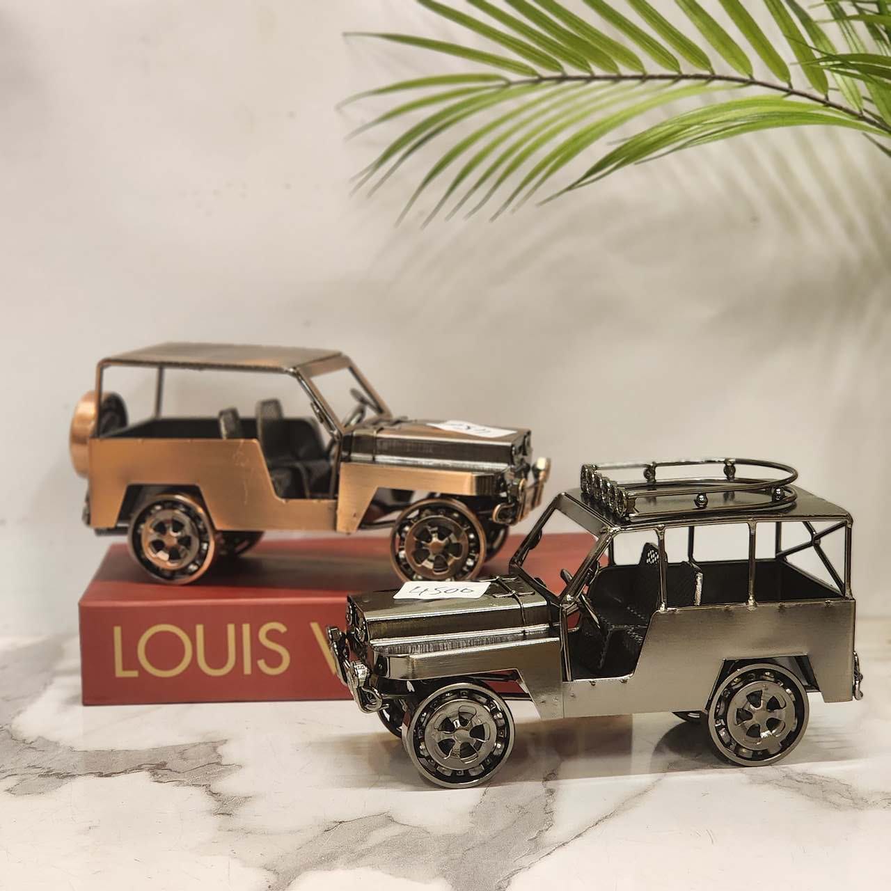 vintage metal jeep miniature statues