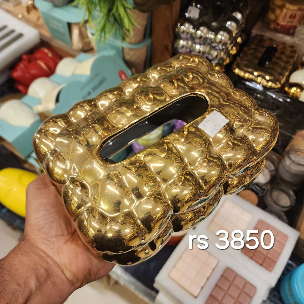 Gold Bubble Ceramic Tissue Box Cover
