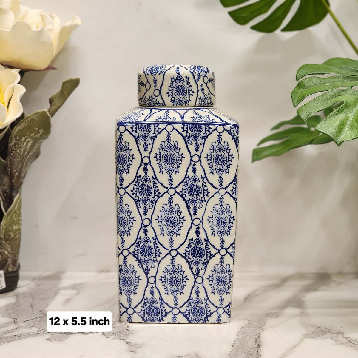 Blue and White Ceramic Ginger Jar
