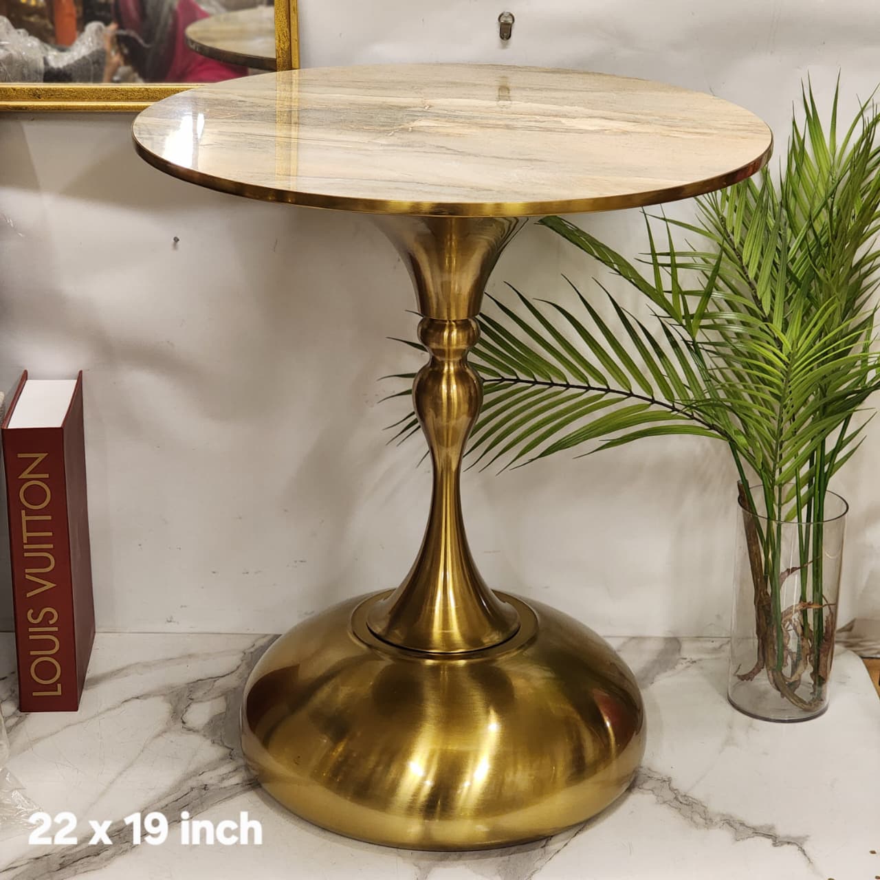 Brass Tulip Pedestal Side Table