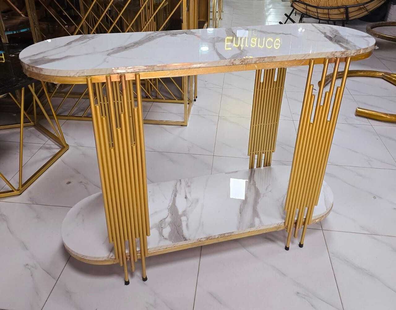 capsule-shaped console table