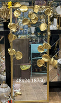 Ginkgo Leaf Gold Metal Wall Mirror