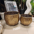 scalloped metal planters