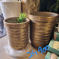 textured metal cylinder planters set
