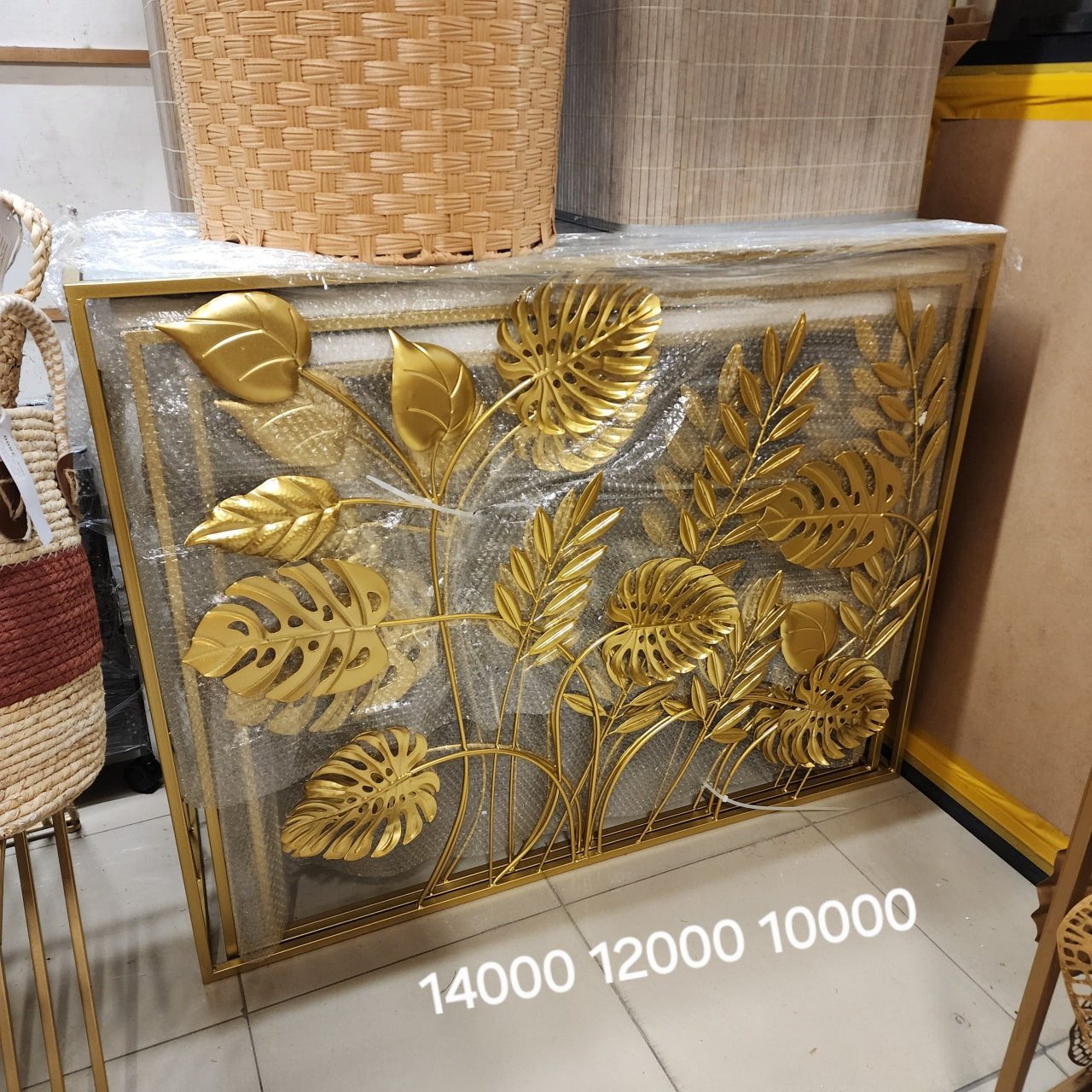 Metal gold leave console table