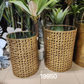 gold lattice cylinder side tables