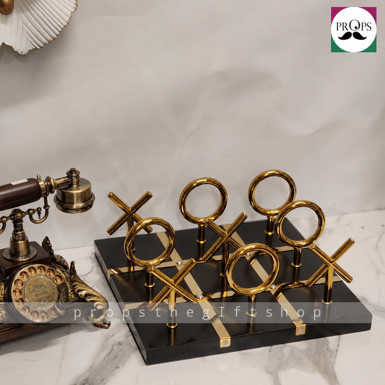 3D Brass Tic-Tac-Toe Set