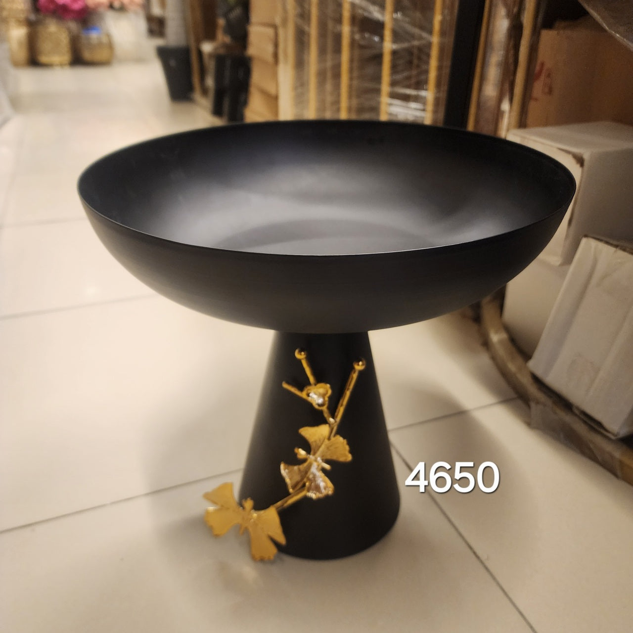 matte black pedestal fruit bowl