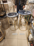 Gold geometric round side table