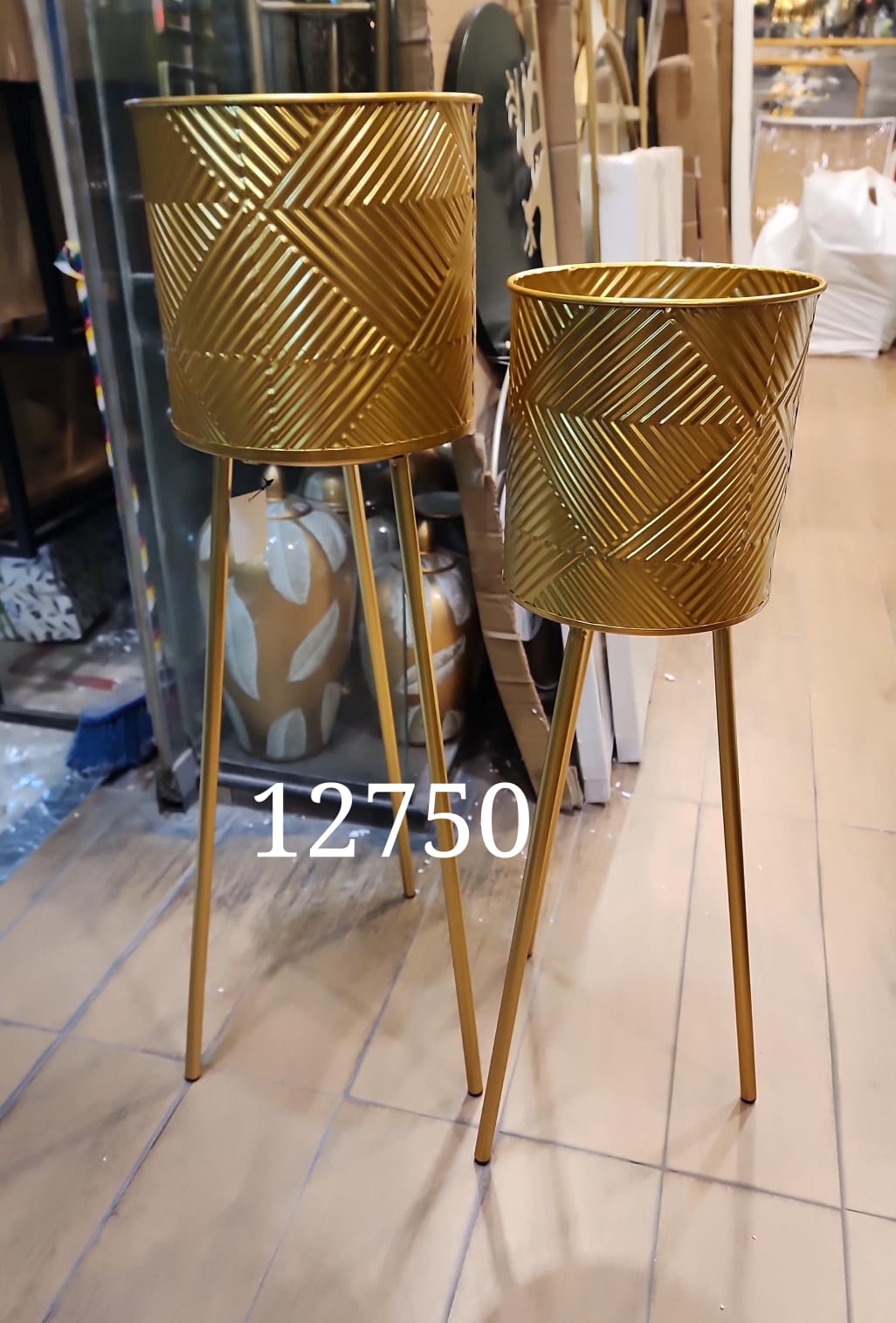 Modern Gold Textured Tripod Planters.