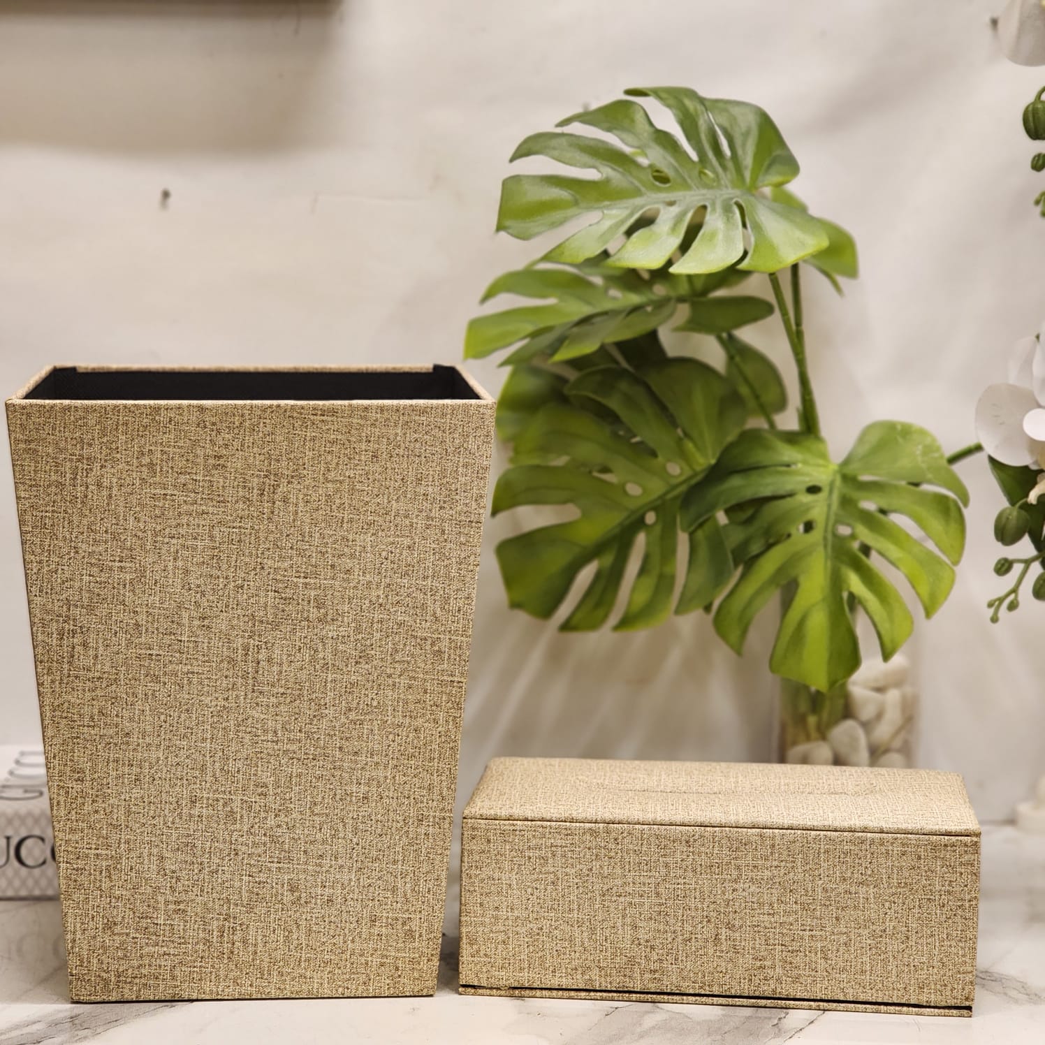 Woven Linen Fabric Desk Accessory Set
