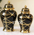Black and Gold Geometric Ginger Jars