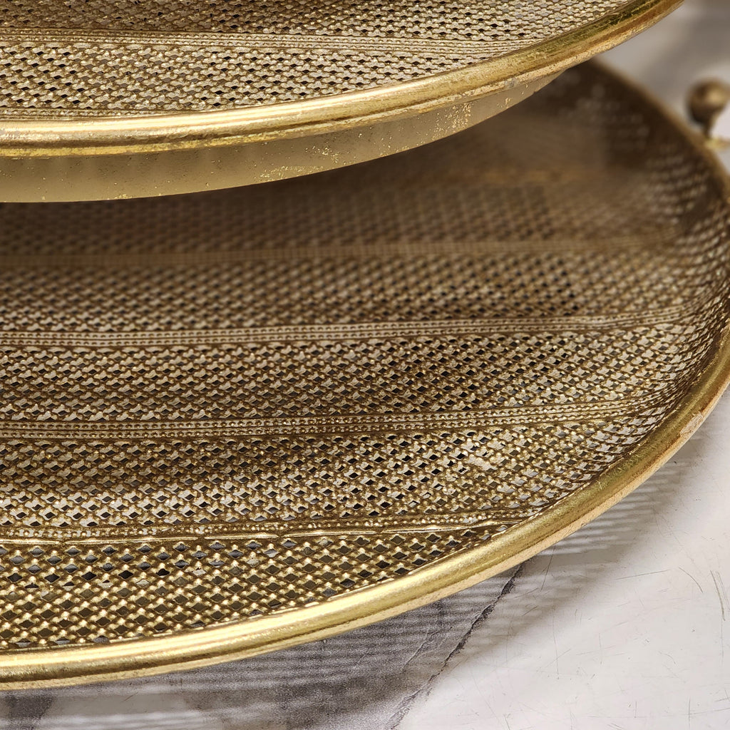 Gold Mesh Decorative Serving Tray Set