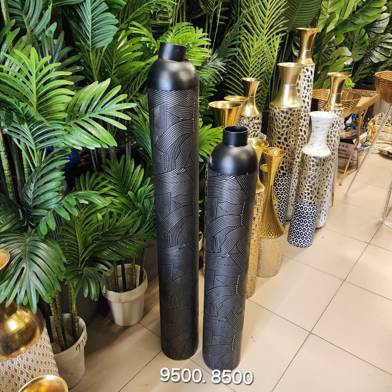 Textured Pillar Floor Vases