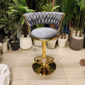 adjustable woven velvet swivel bar stool