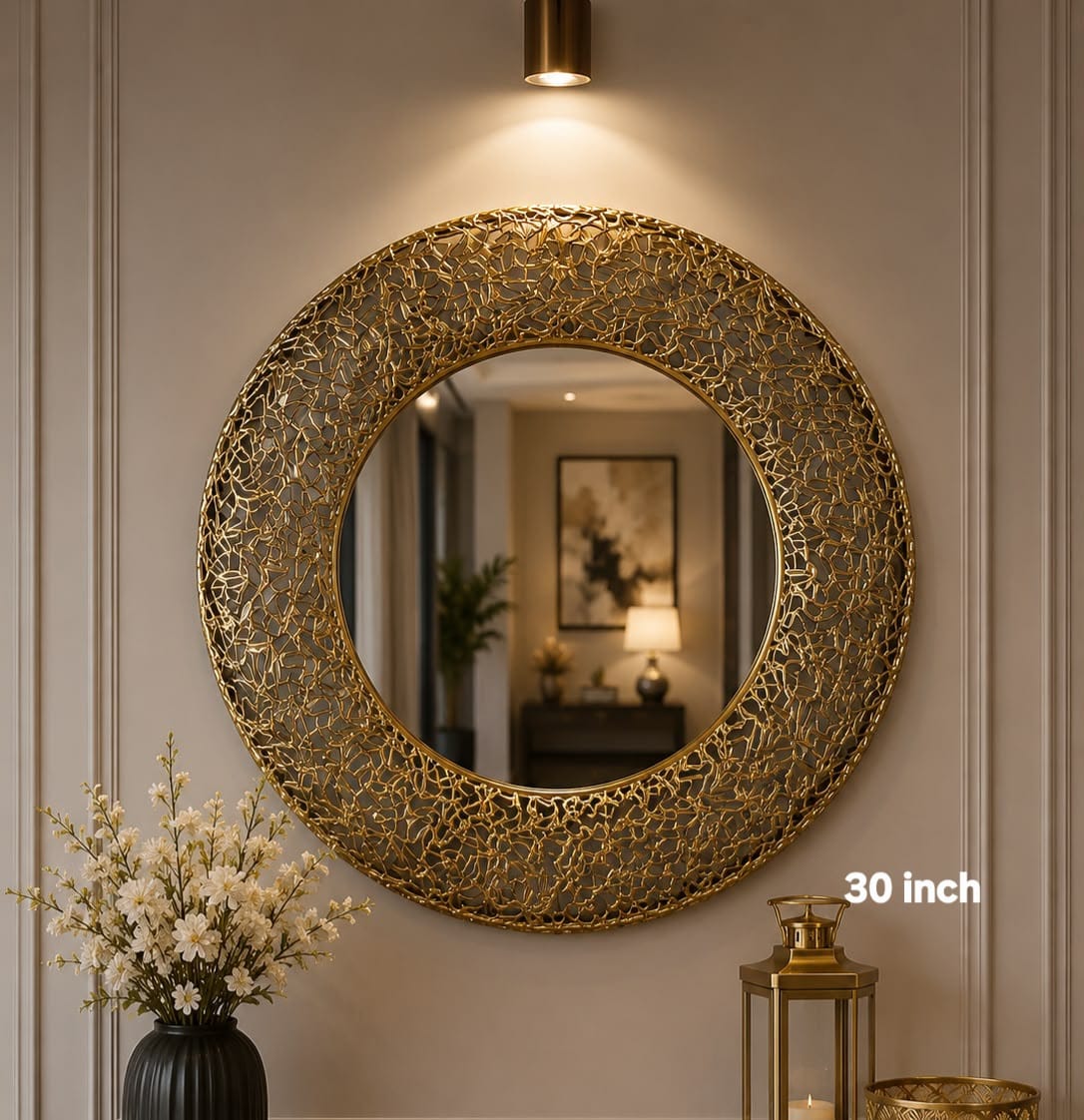 decorative gold textured wall mirror