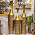 textured gold metal floor vases