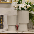 Ribbed Pedestal Planter Set