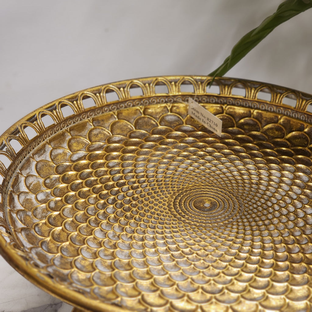 Gold Metal Pedestal Cake Stand / Serving Platter