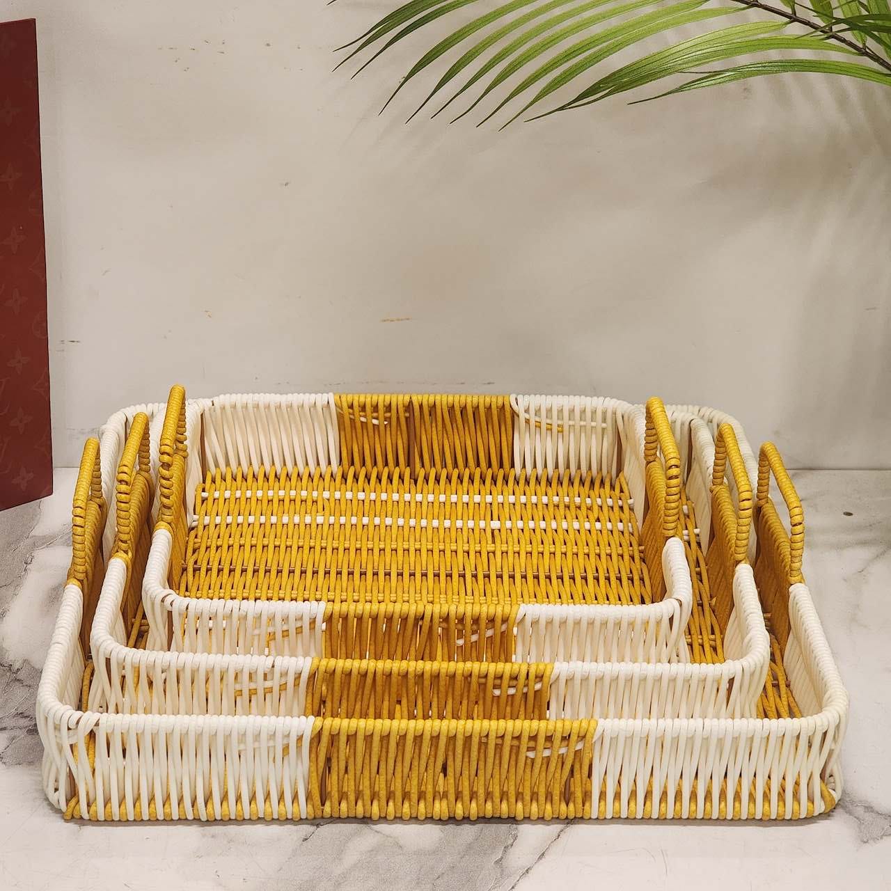 Handwoven Two-Tone Nesting Storage Trays
