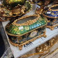 Victorian-style Royal Emerald & Gold tissue box holder