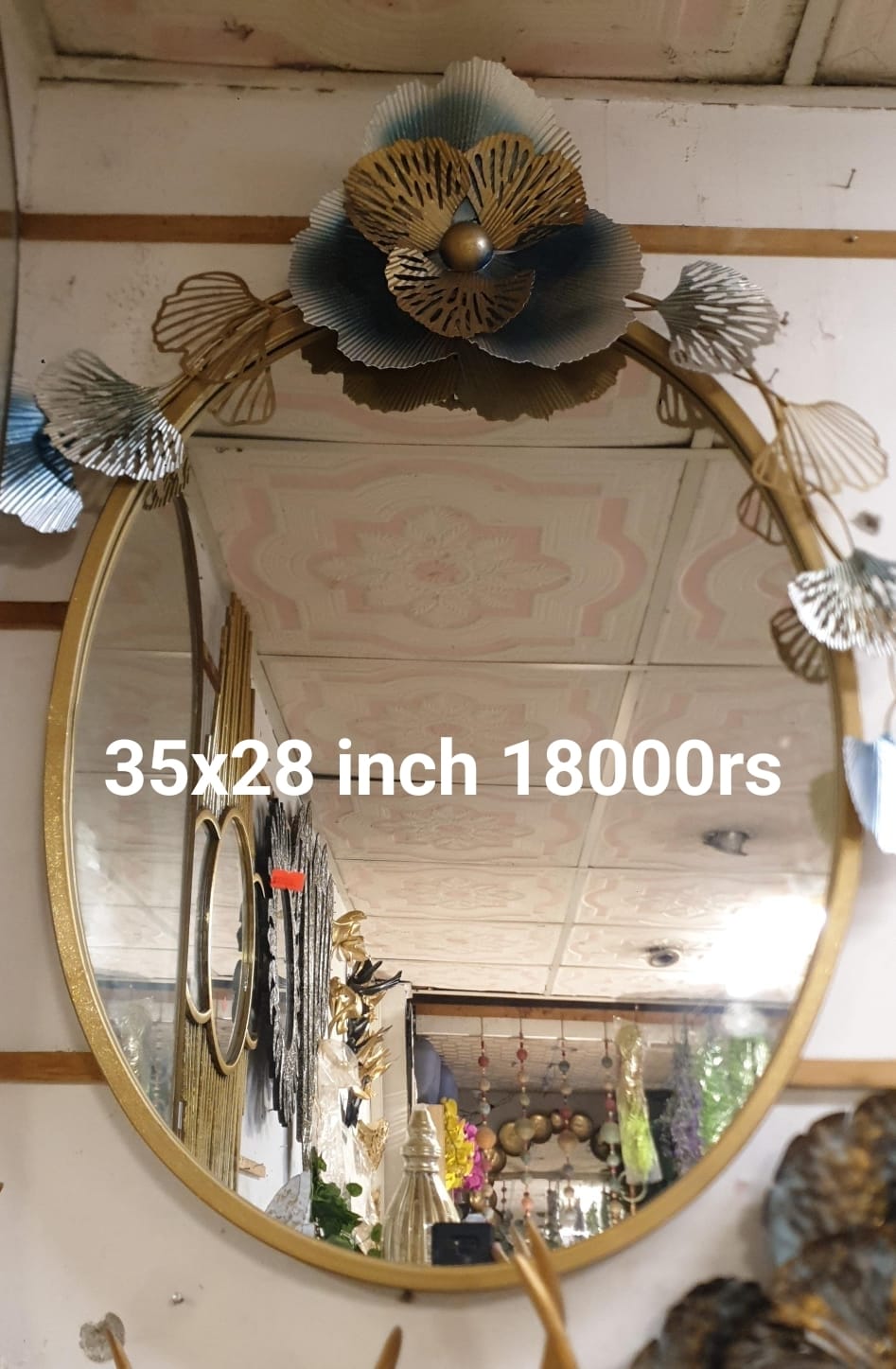 Gingko Leaf Metal Wall Mirror