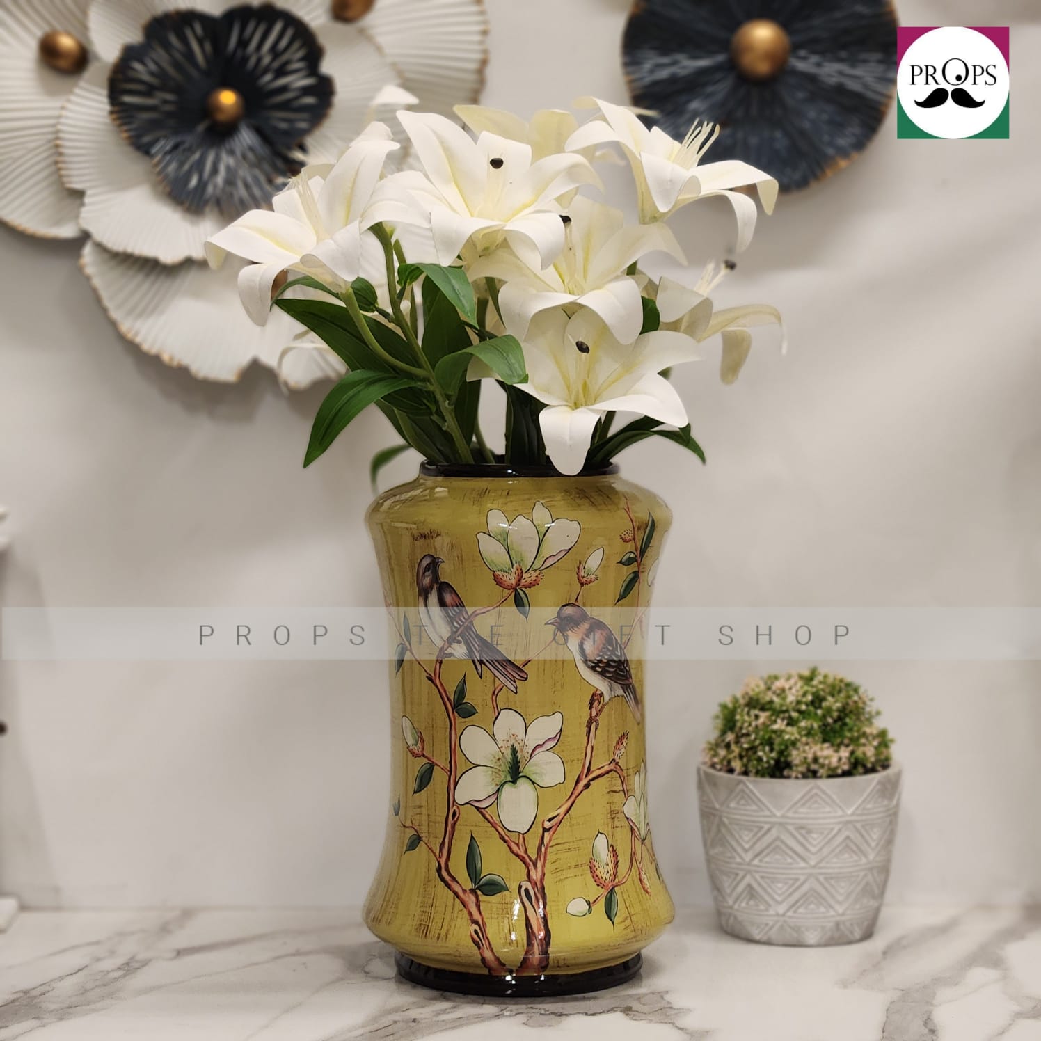 Chinoiserie-style Ceramic Floral Vase