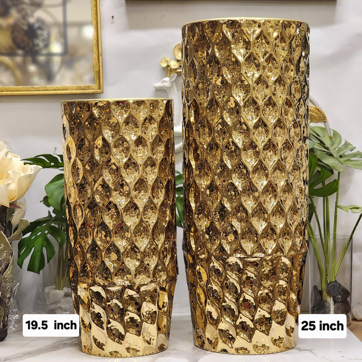 Gold Flower Metal Vase