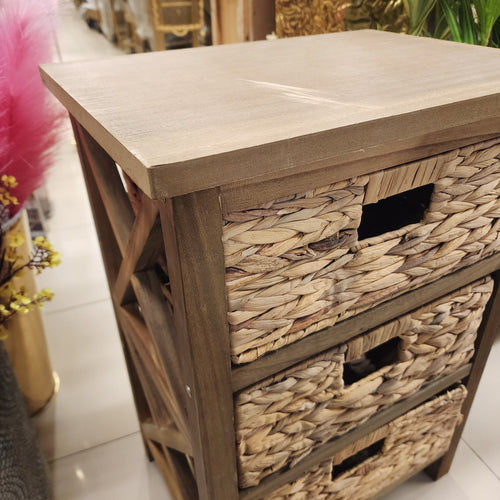 3-Drawer Woven Basket Storage Chest