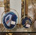 Props handmade blue natural agate gemstone desk clocks