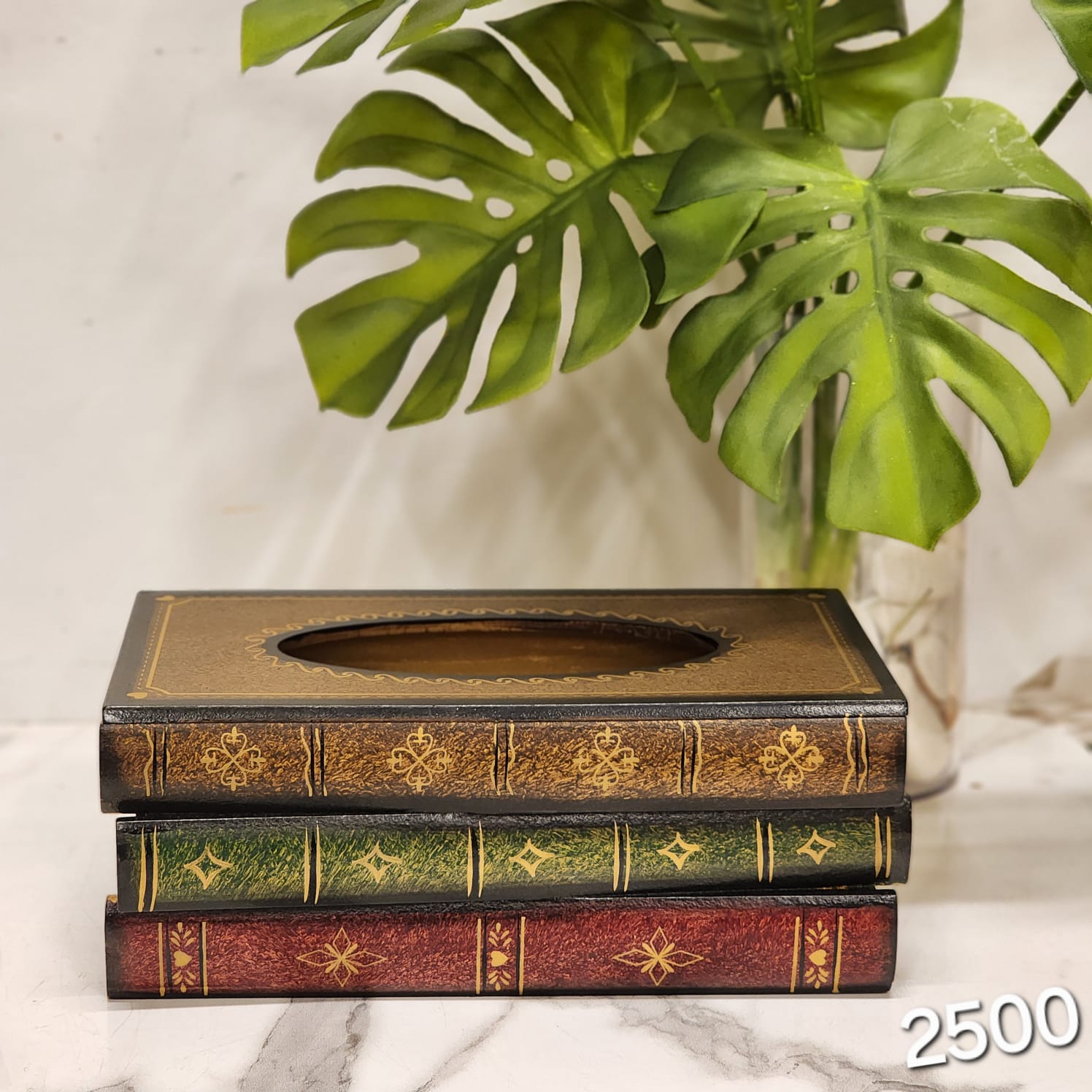 Vintage Antique Book Stack Tissue Box