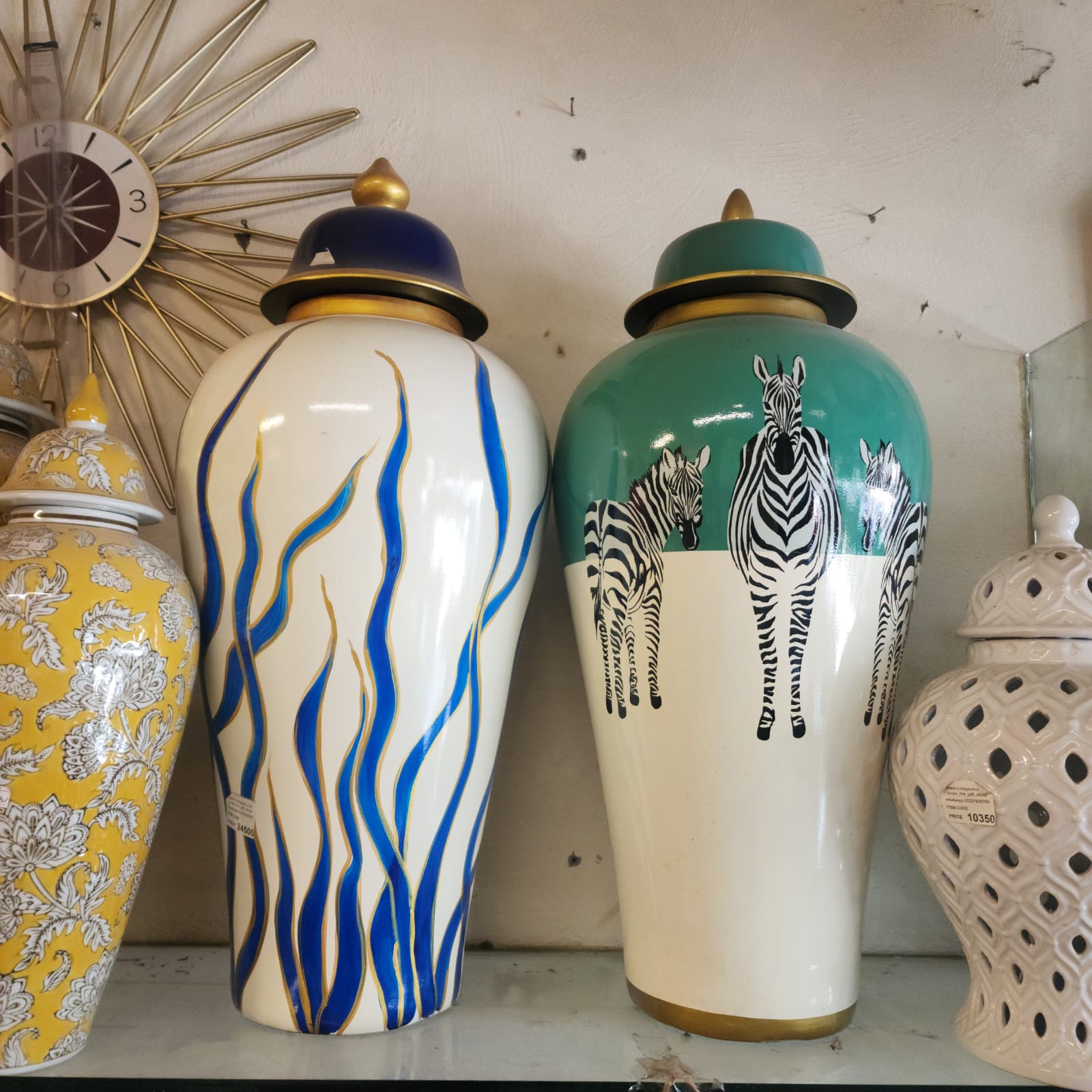 The Teal & Zebra Urn and The Blue & White Urn