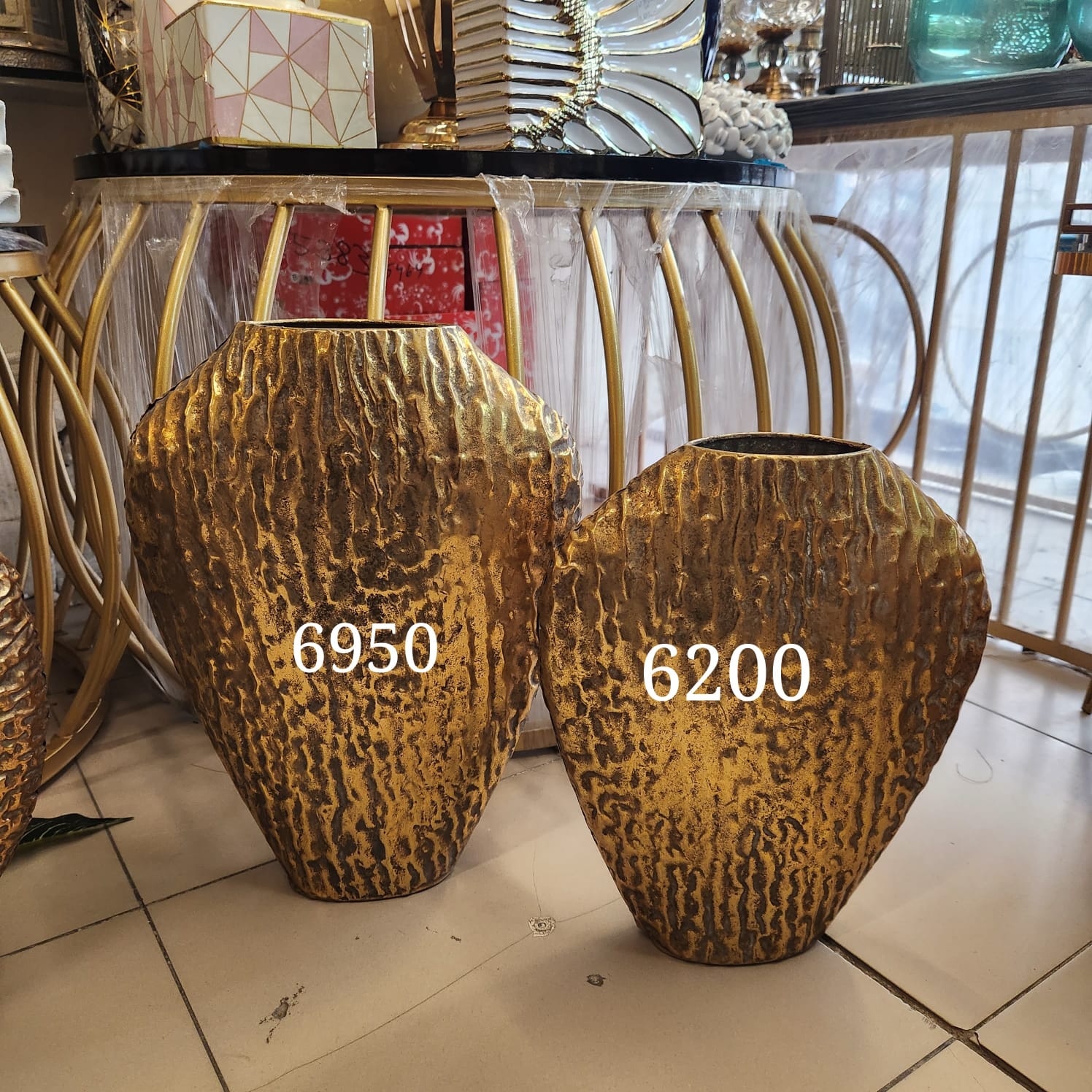 Textured Gold Aluminum Vases