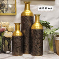embossed dual-tone metal bottle vases