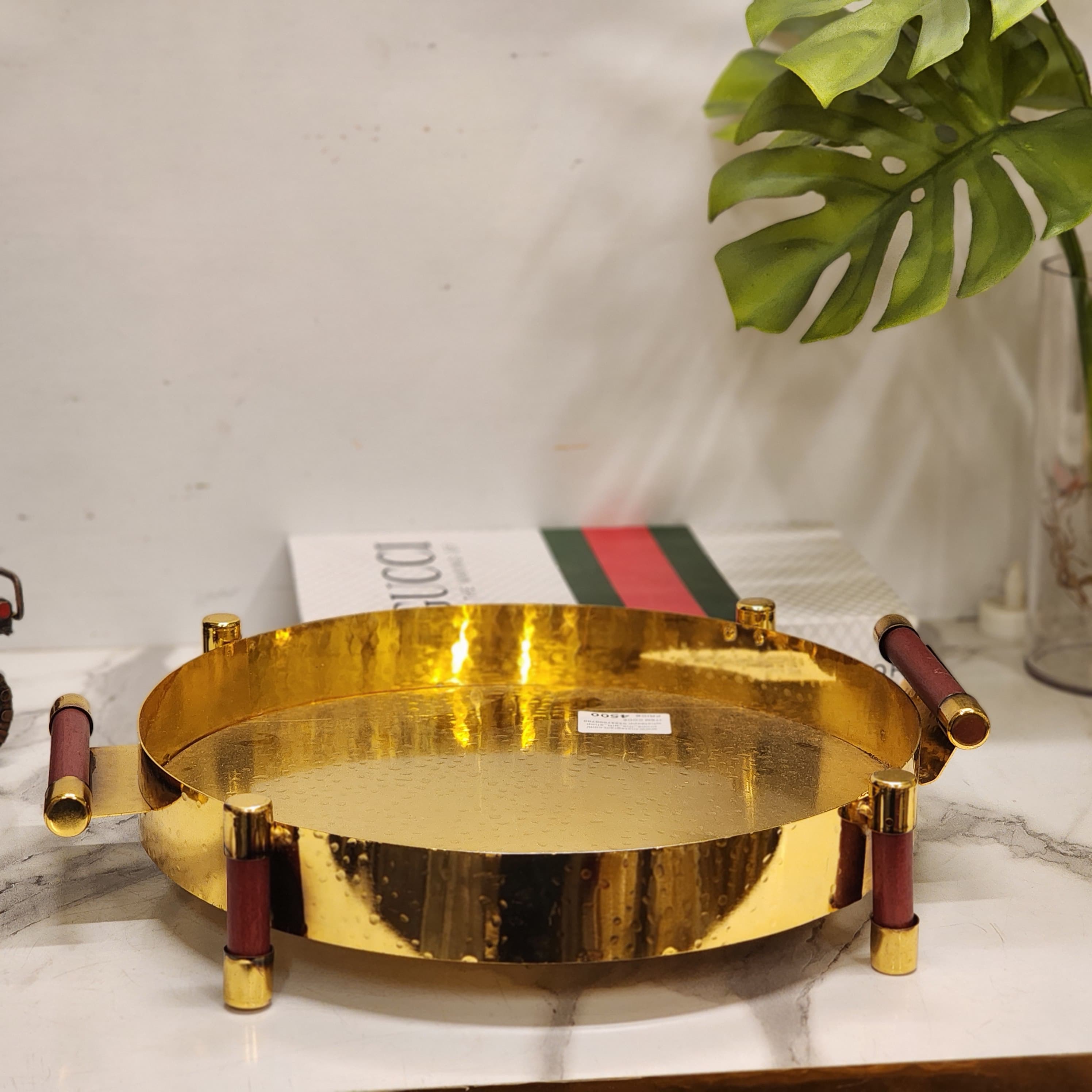 Hammered Footed Serving Tray
