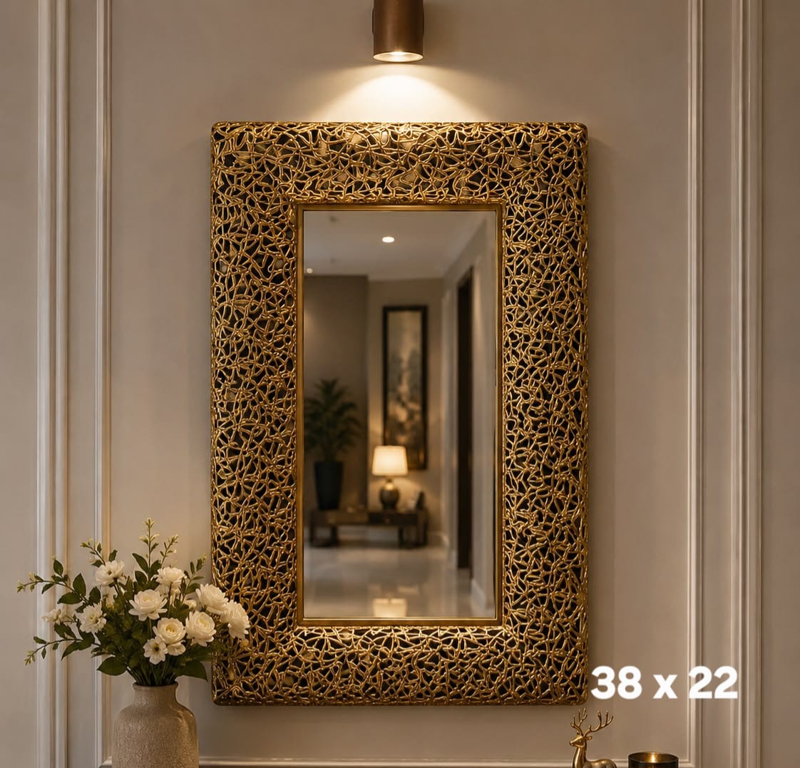 decorative gold textured wall mirror