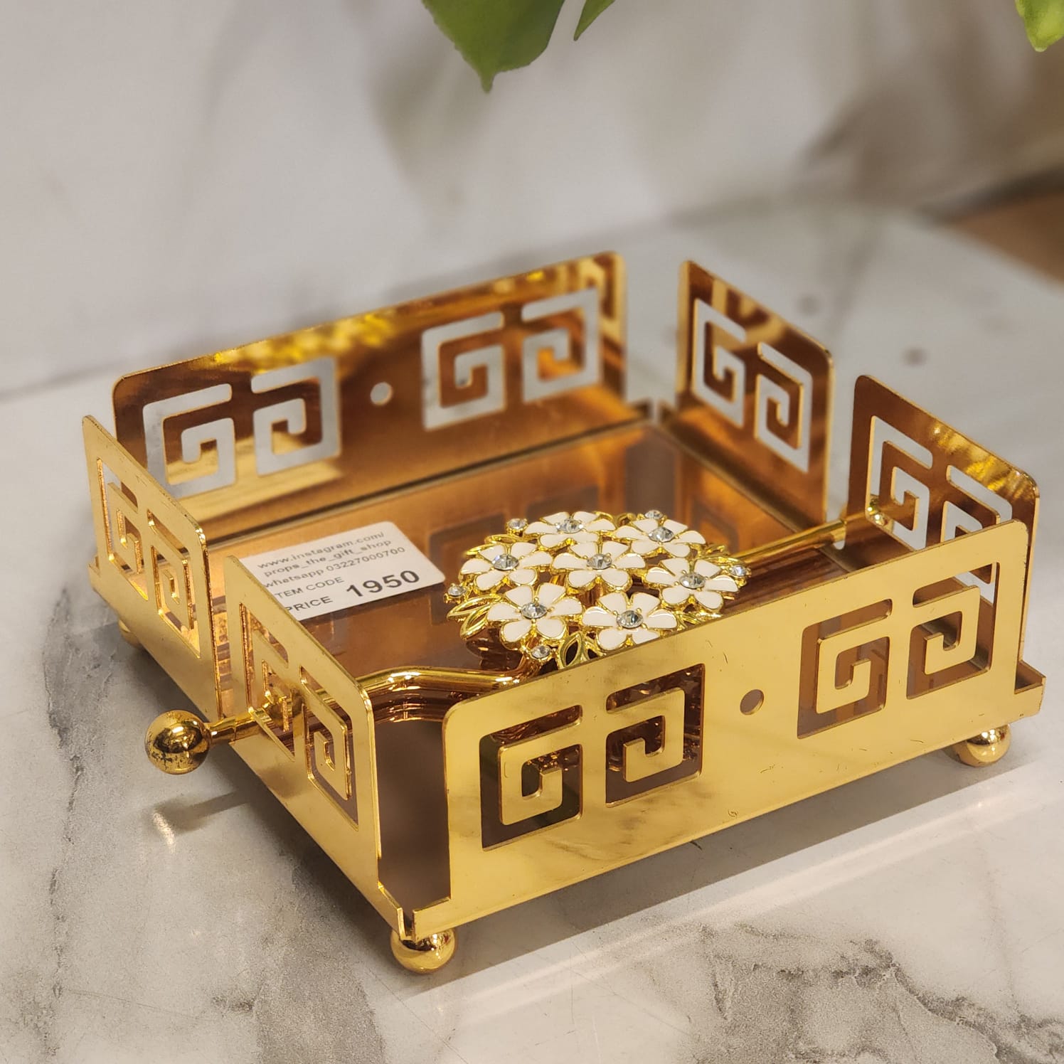 Gold Greek Key Napkin Holder