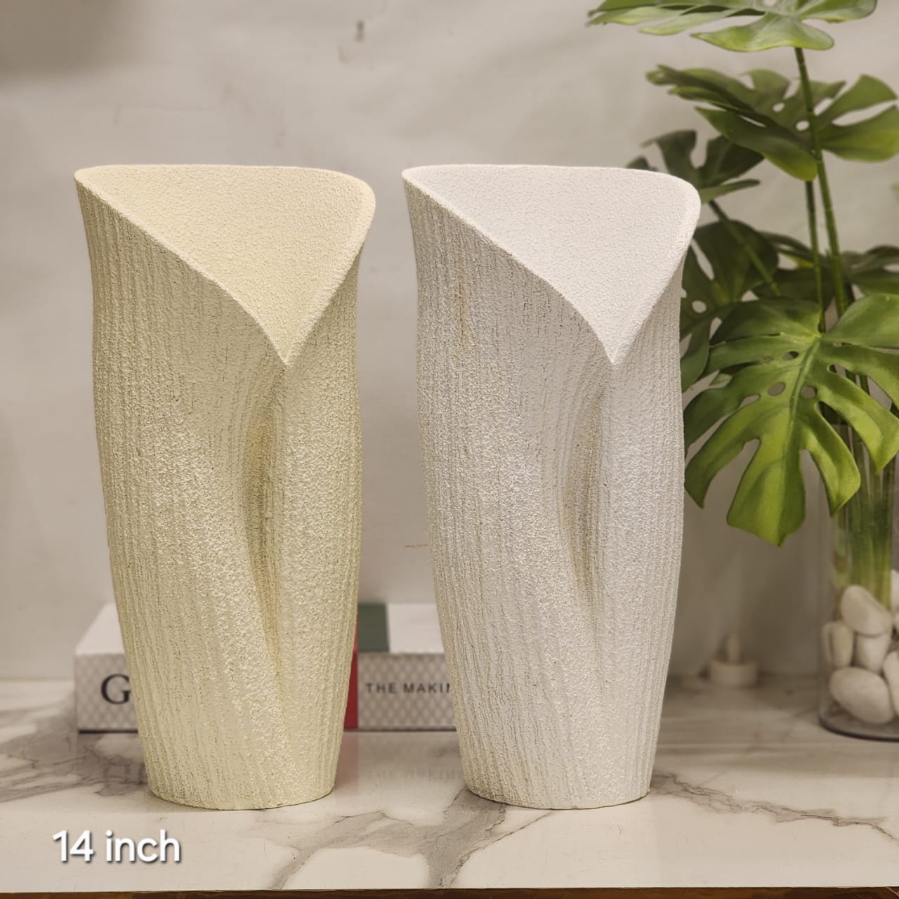 Modern Asymmetrical Twisted Calla Lily Ceramic Vases.
