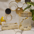 Luxury Gold Rose Textured Glass Vanity Set