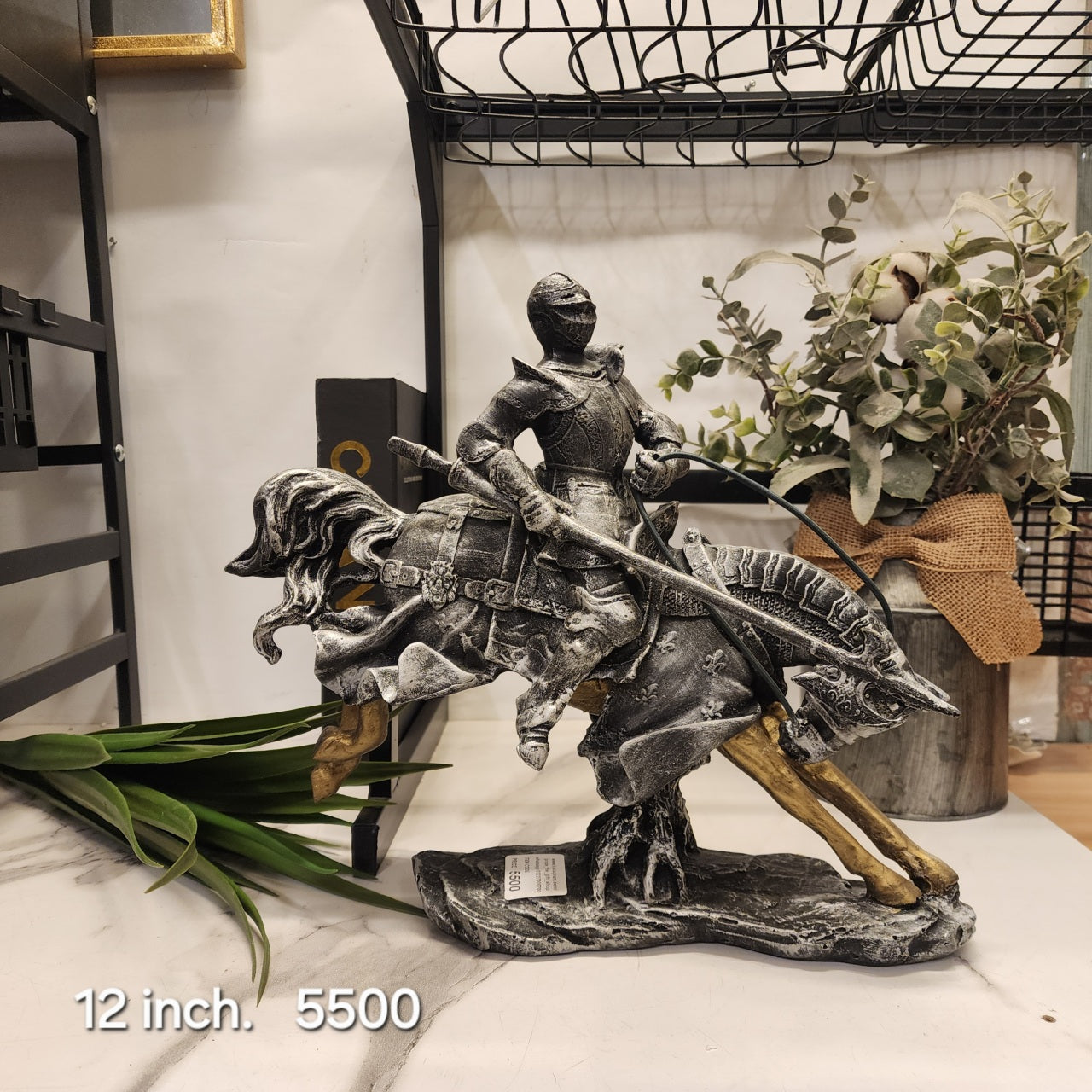 Medieval Knight on Horseback Figurine