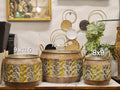 decorative textured metal planters with handles